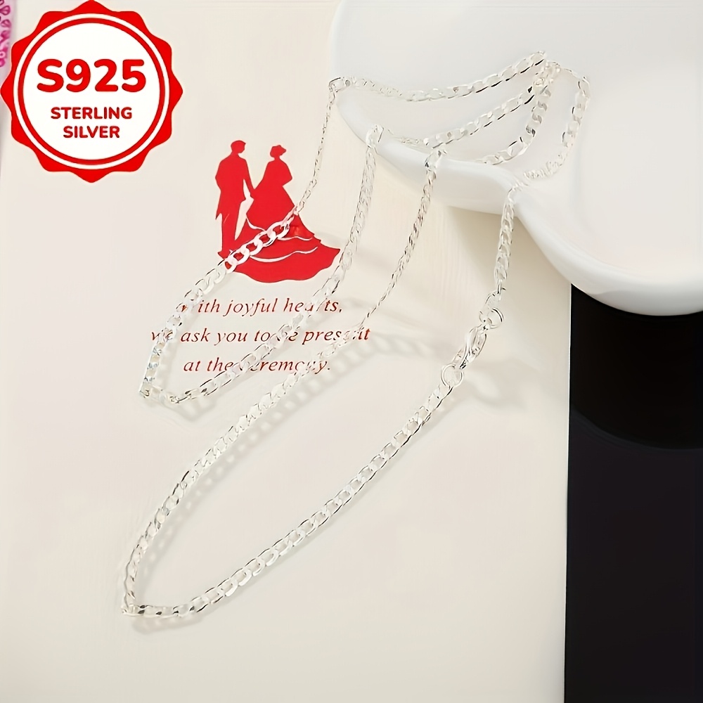 Unisex 925 Silver Chain Necklace, Elegant and Simple Gift